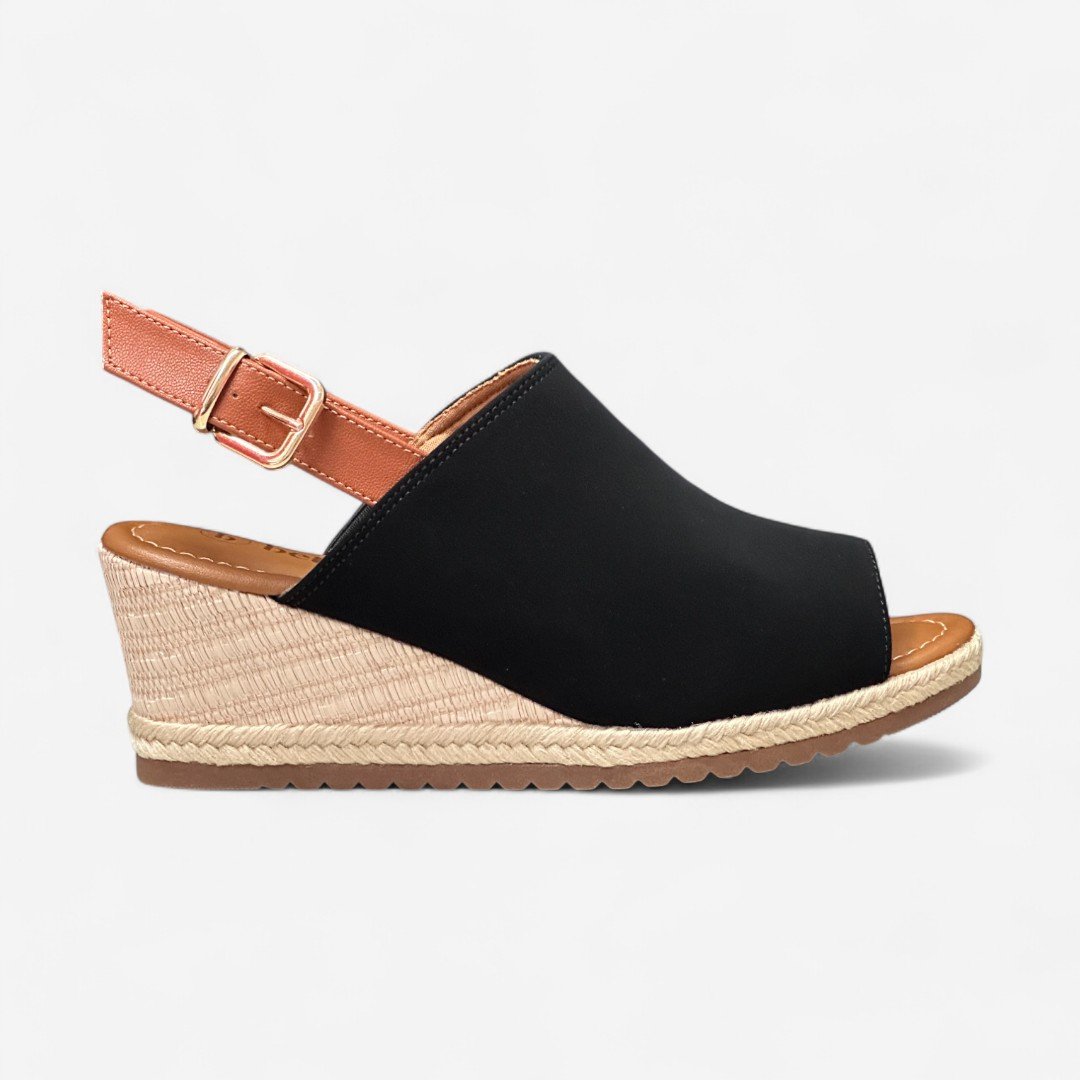 Sandália Bebecê Anabela Preto Preto 1