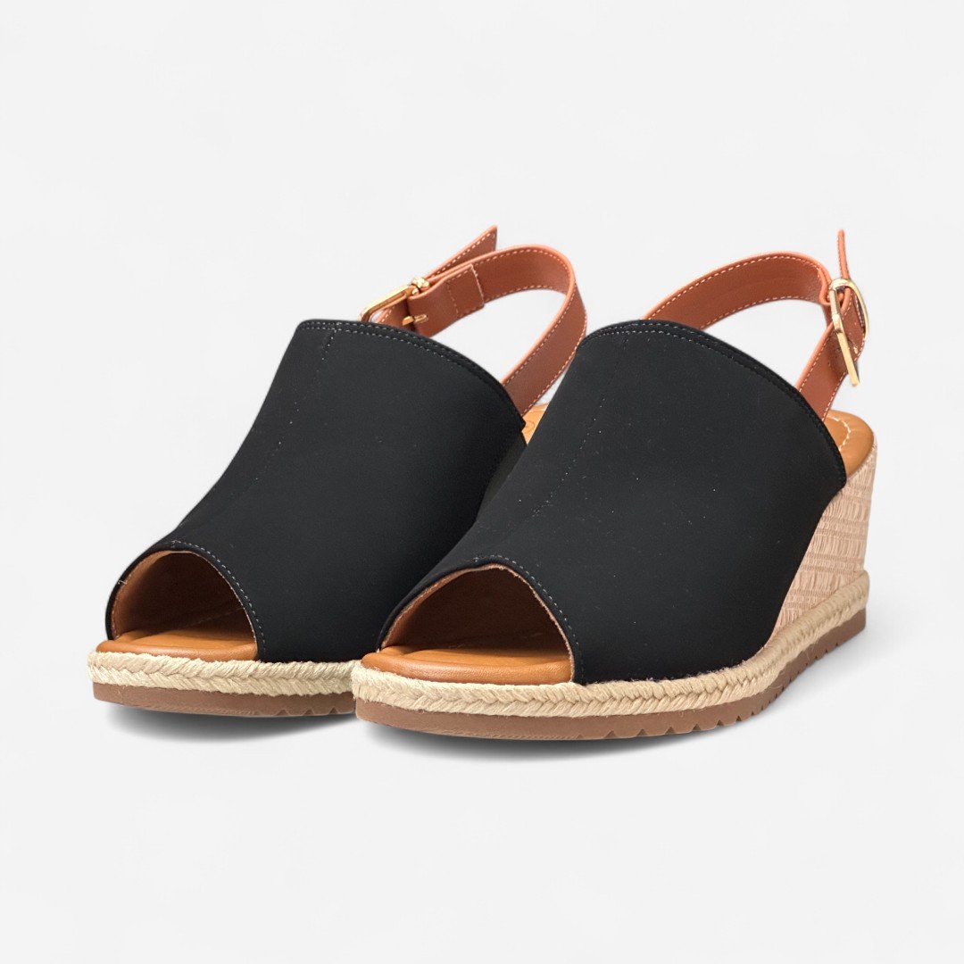 Sandália Bebecê Anabela Preto Preto 4