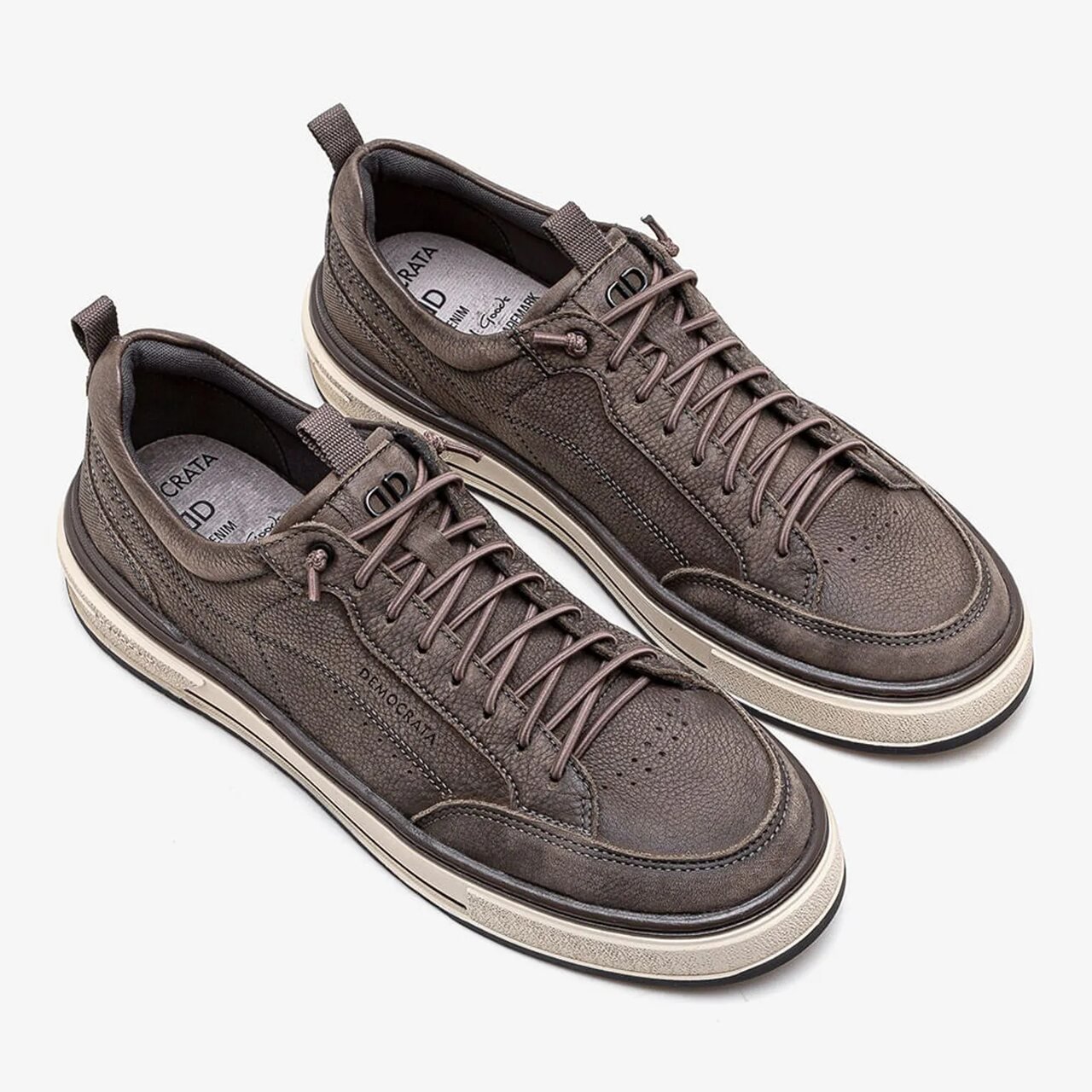 Tênis Democrata Denim Foster Couro Cinza Smoke