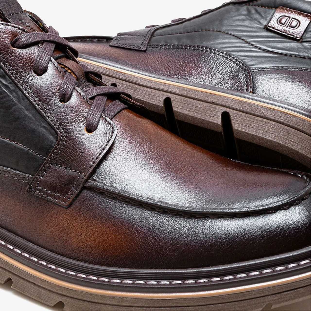 Bota Democrata Jeff Couro Marrom Mogno/Preto 3
