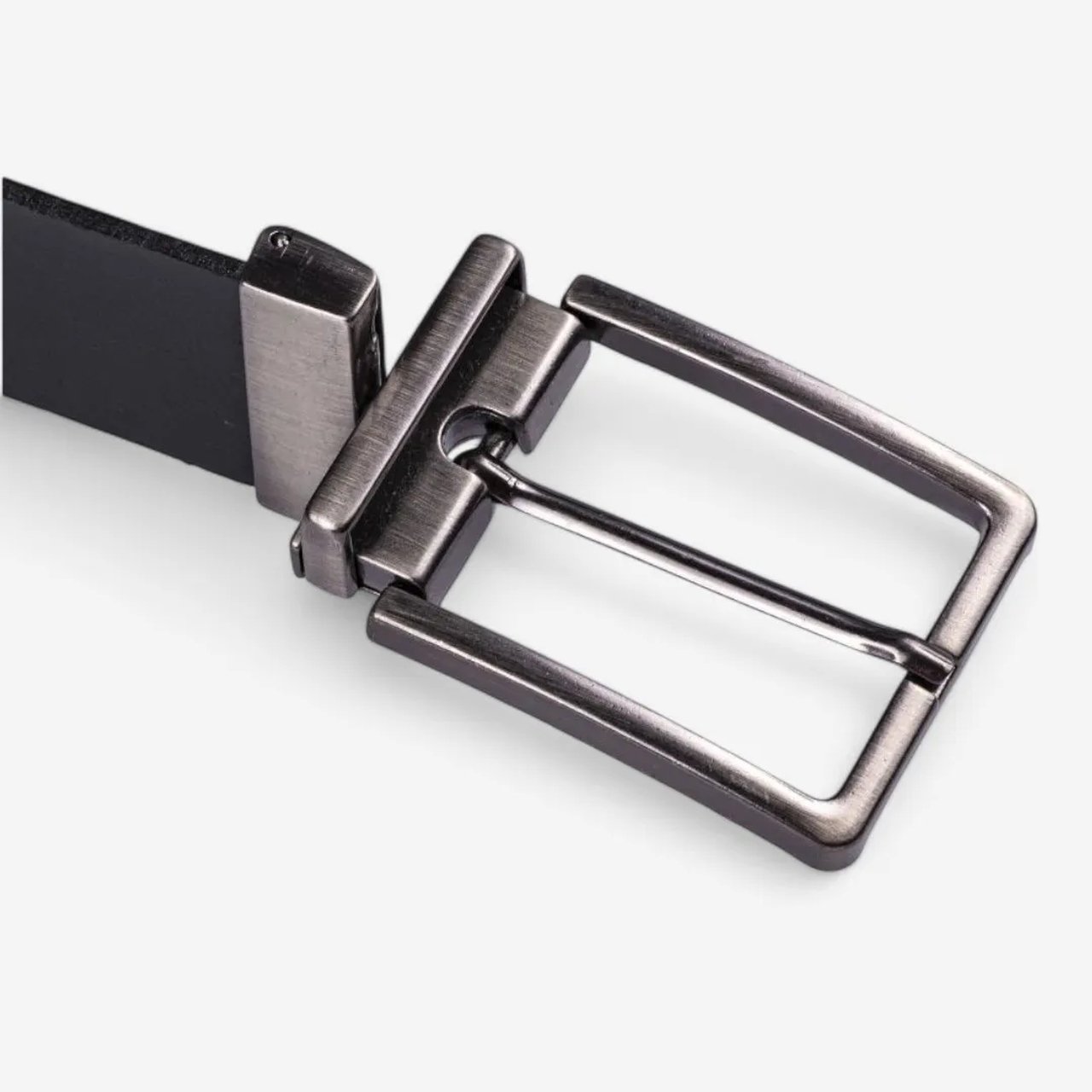 Cinto Masculino Couro Dupla Face Com Fivela Giratória Preto 2