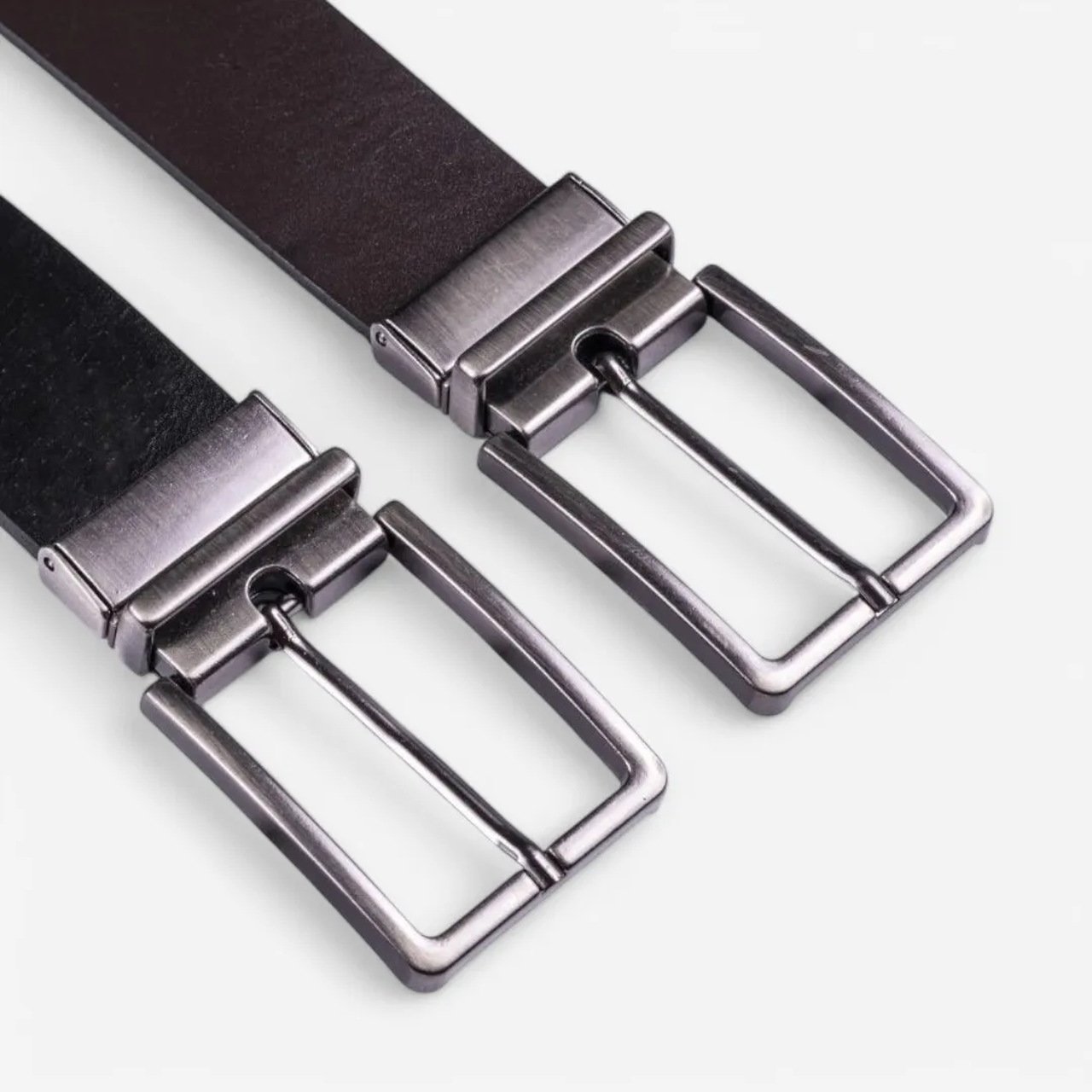 Cinto Masculino Couro Dupla Face Com Fivela Giratória Preto 3