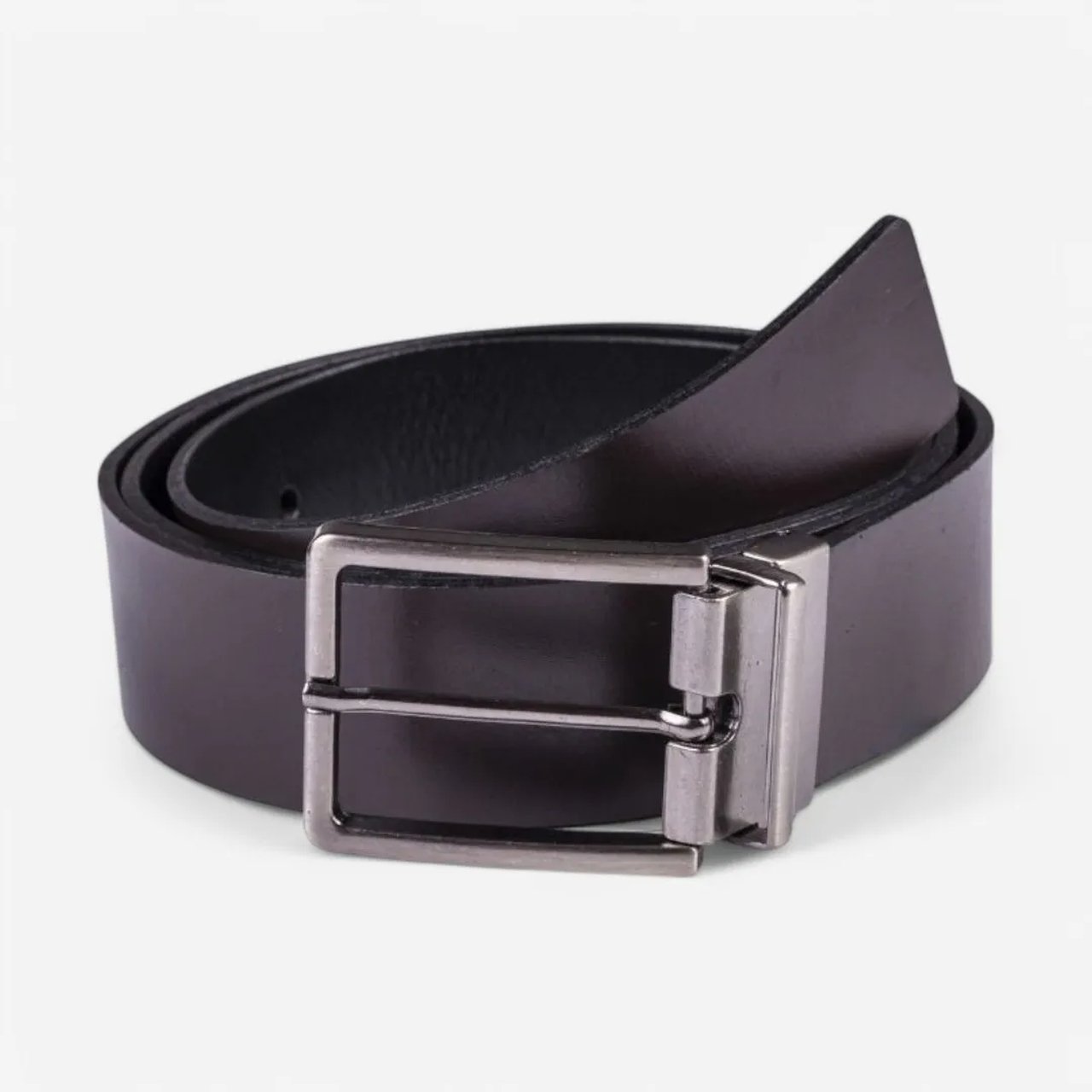 Cinto Masculino Couro Dupla Face Com Fivela Giratória Preto 4