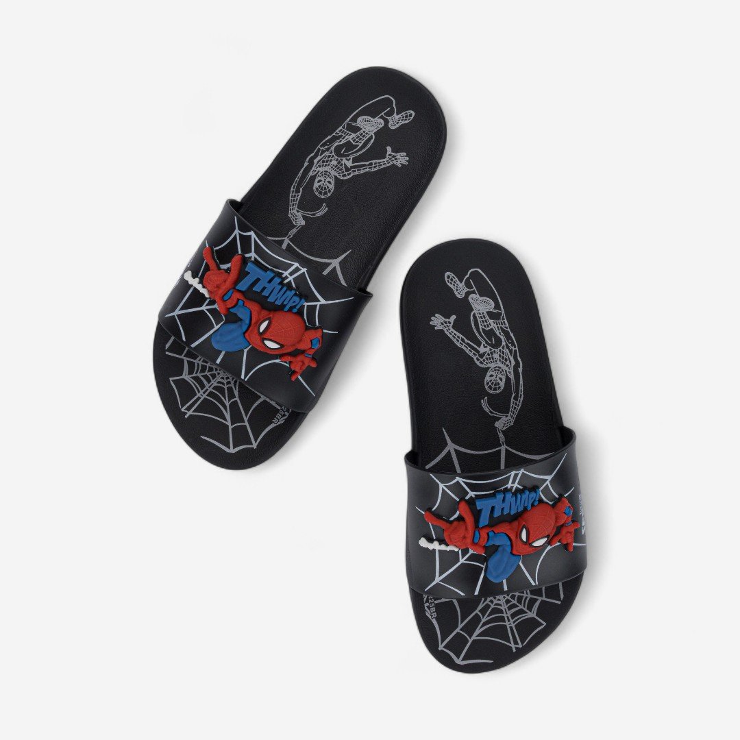Chinelo Slide Infantil Homem Aranha View Ii Grendene Kids Preto Preto/Cinza 2