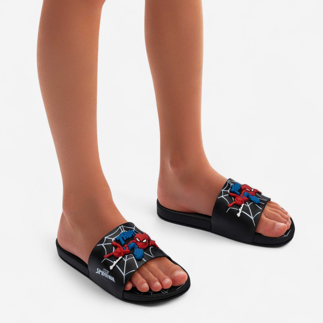 Chinelo Slide Infantil Homem Aranha View Ii Grendene Kids Preto Preto/Cinza 3