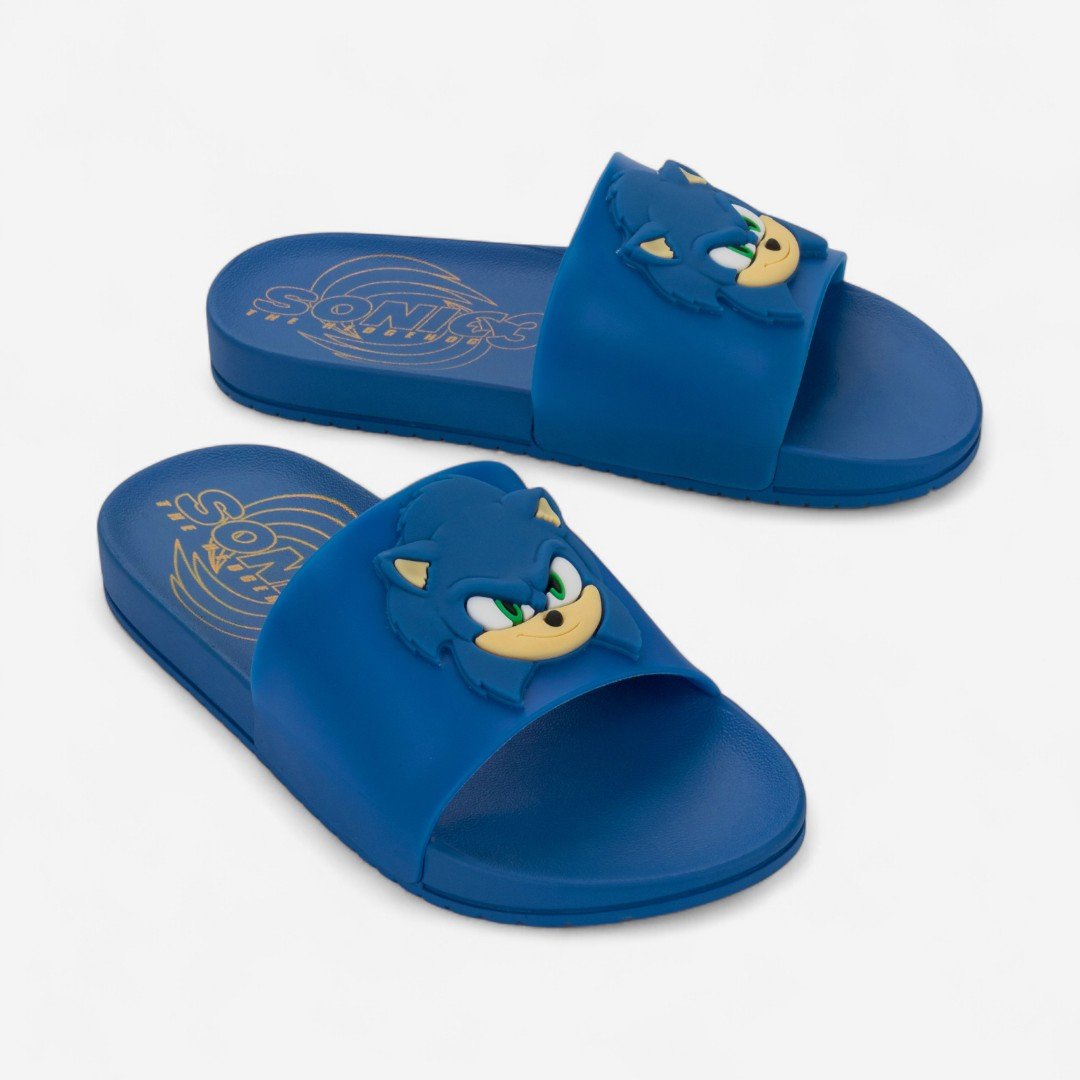 Chinelo Slide Infantil Sonic View Grendene Kids Azul