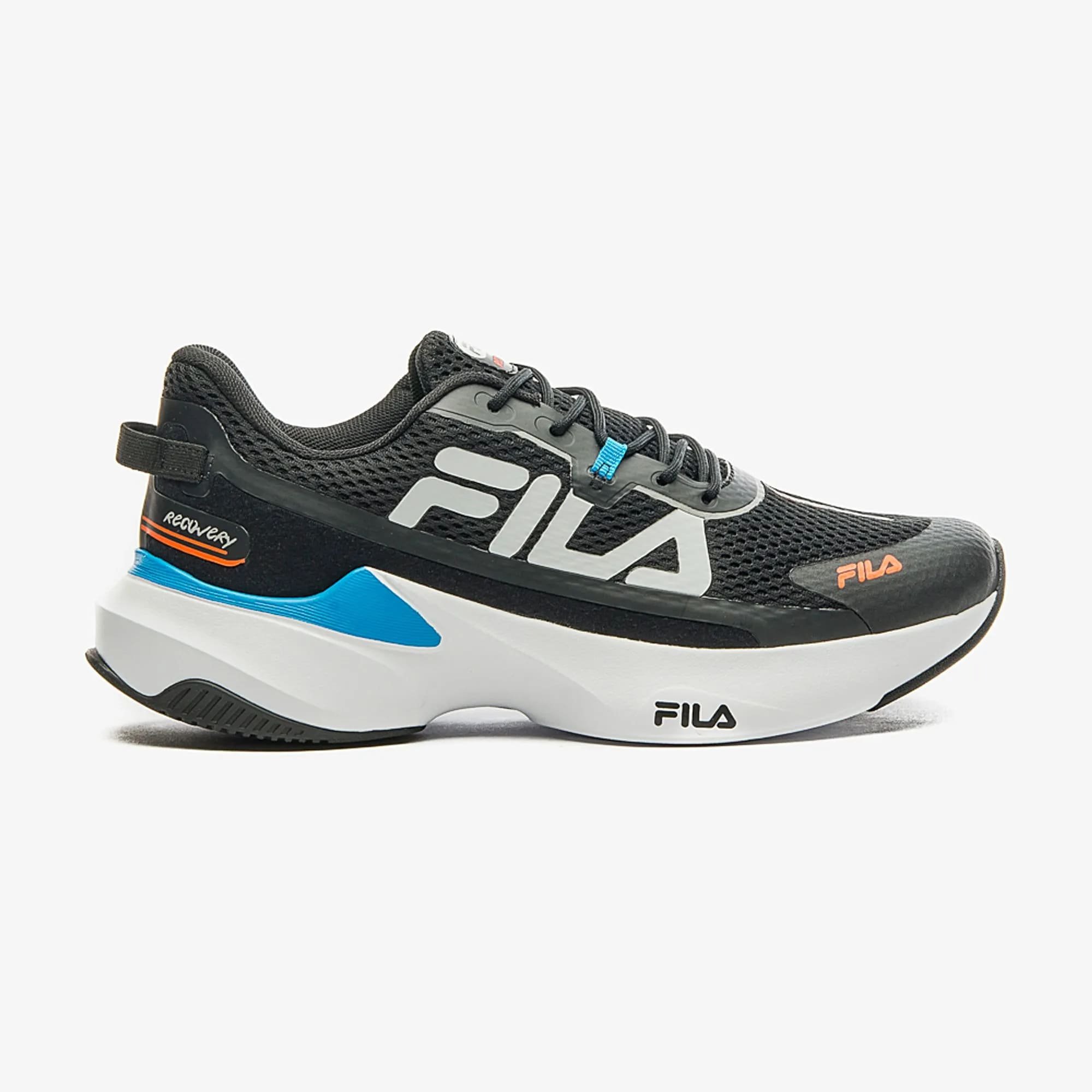 Tênis Fila Recovery Masculino Preto Preto/Azul/Laranja 1