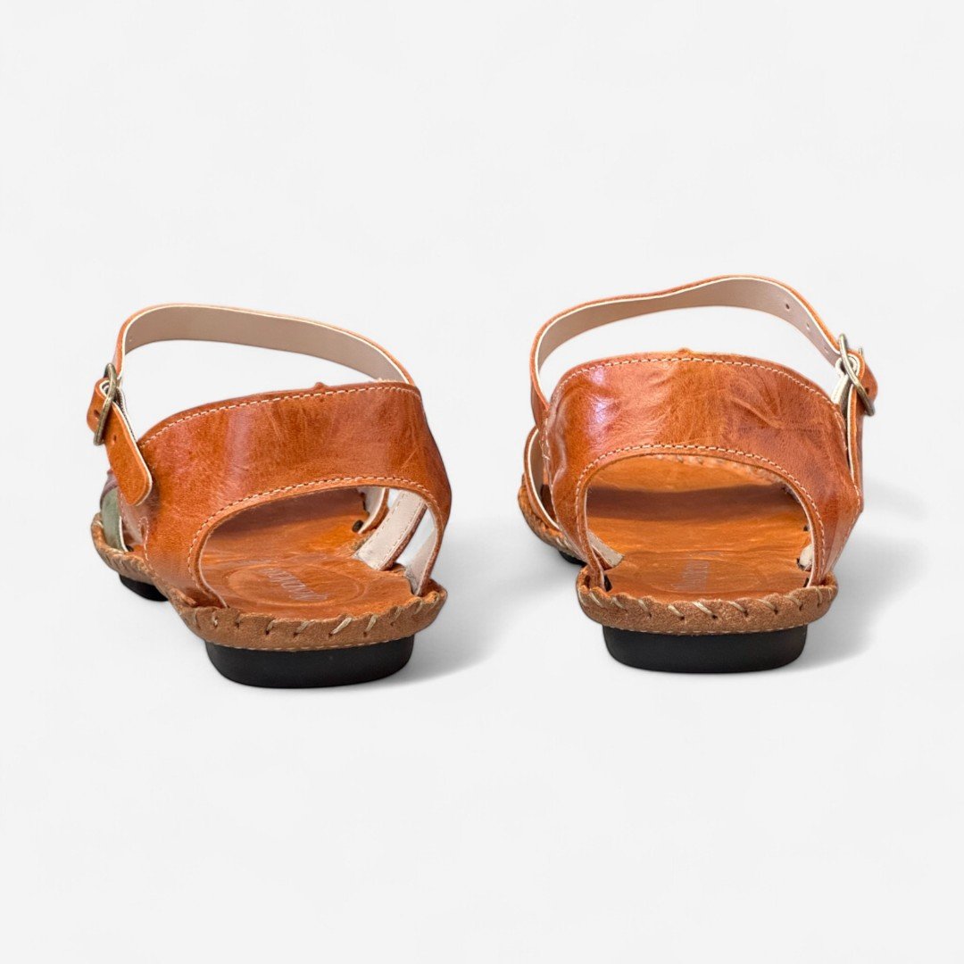 Laranja Sandalias De Couro Feminina Andacco Compre Diversas Opções