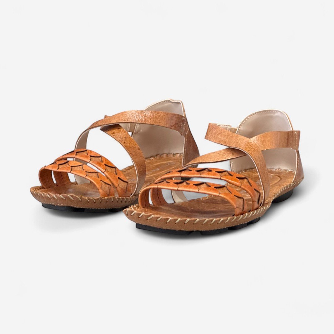 Sandália Andacco Rasteira Couro Caramelo Caramelo/Mango 4