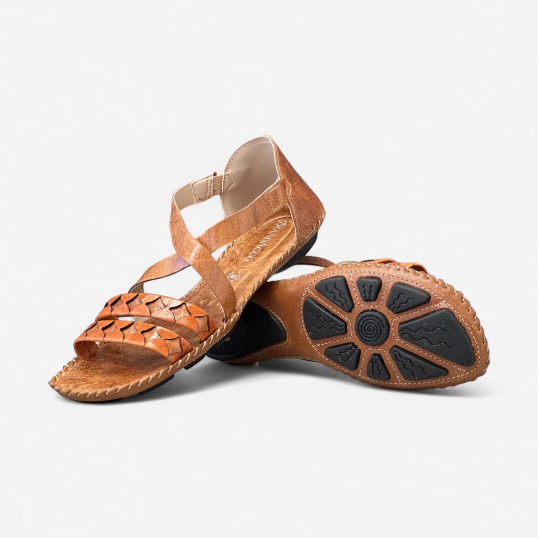 Sandália Andacco Rasteira Couro Caramelo Caramelo/Mango 6
