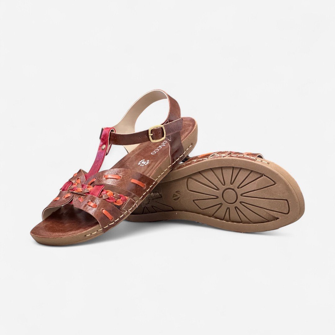 Sandália Andacco Rasteira Em Couro Marrom Sepia/Rosso/Laranja 6