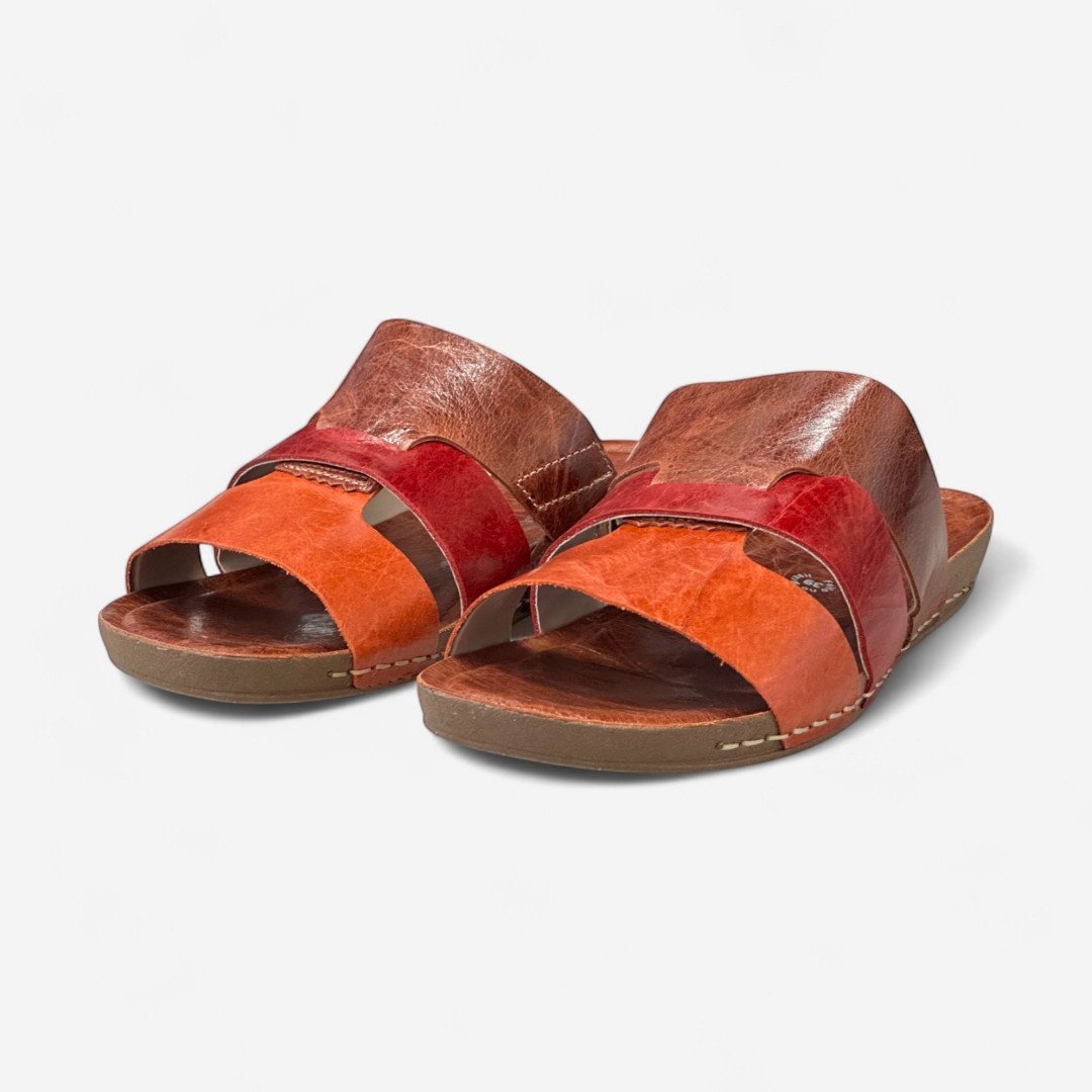Chinelo Andacco Rasteiro Em Couro Marrom Rust/Rosso/Laranja 4