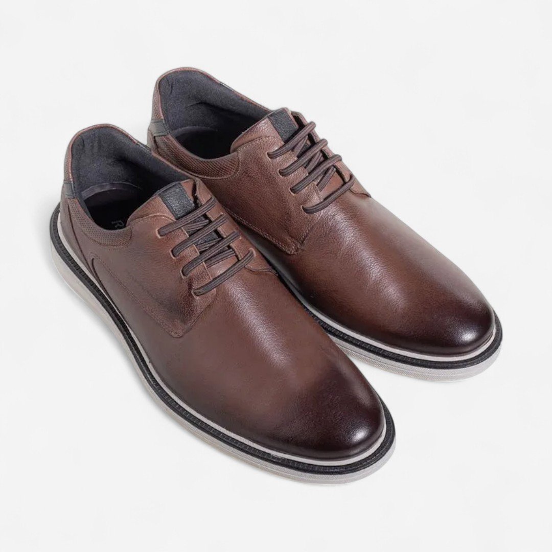 Sapato Casual Rafarillo Boston Masculino Em Couro Marrom Mogno/Preto 2