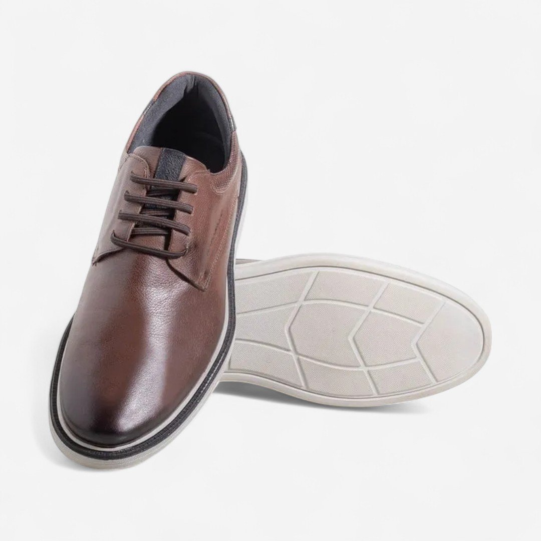 Sapato Casual Rafarillo Boston Masculino Em Couro Marrom Mogno/Preto 3