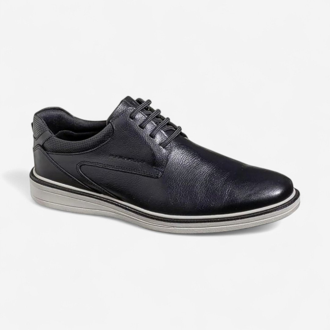 Sapato Casual Rafarillo Boston Masculino Em Couro Preto Preto 2