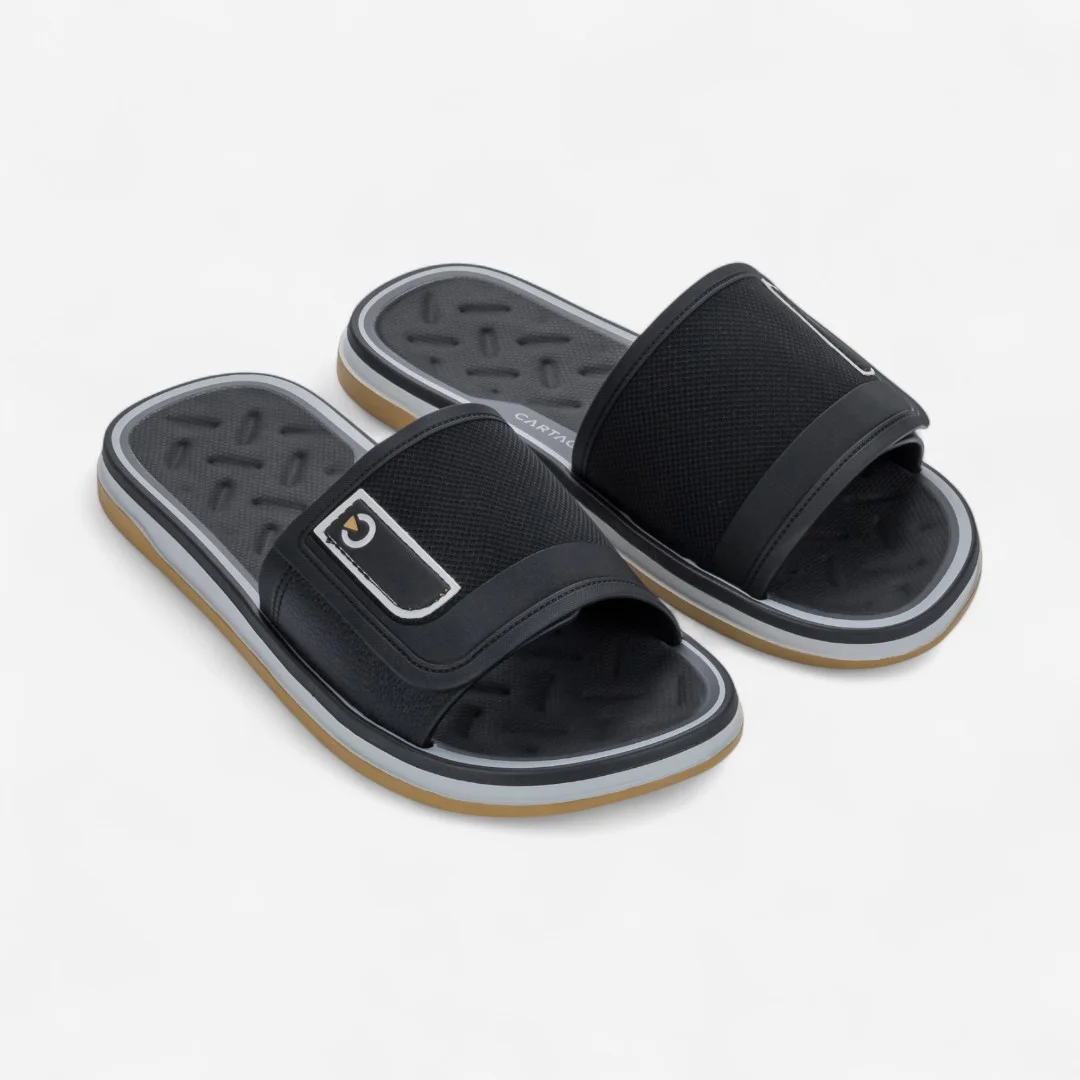 Chinelo Cartago Slide Málaga Sport Preto Cinza/Preto/Amarelo 2