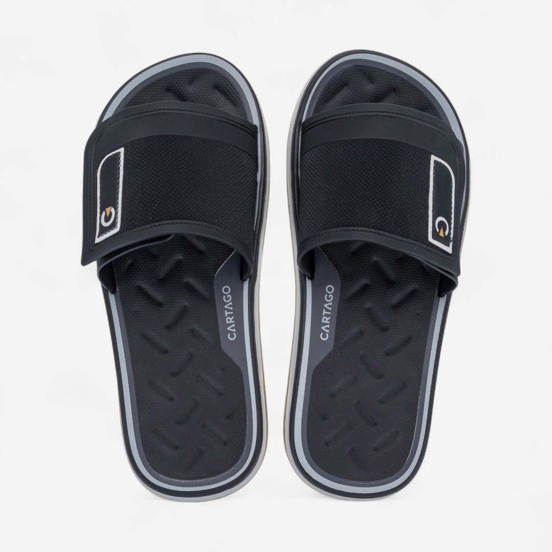 Chinelo Cartago Slide Málaga Sport Preto Cinza/Preto/Amarelo 3