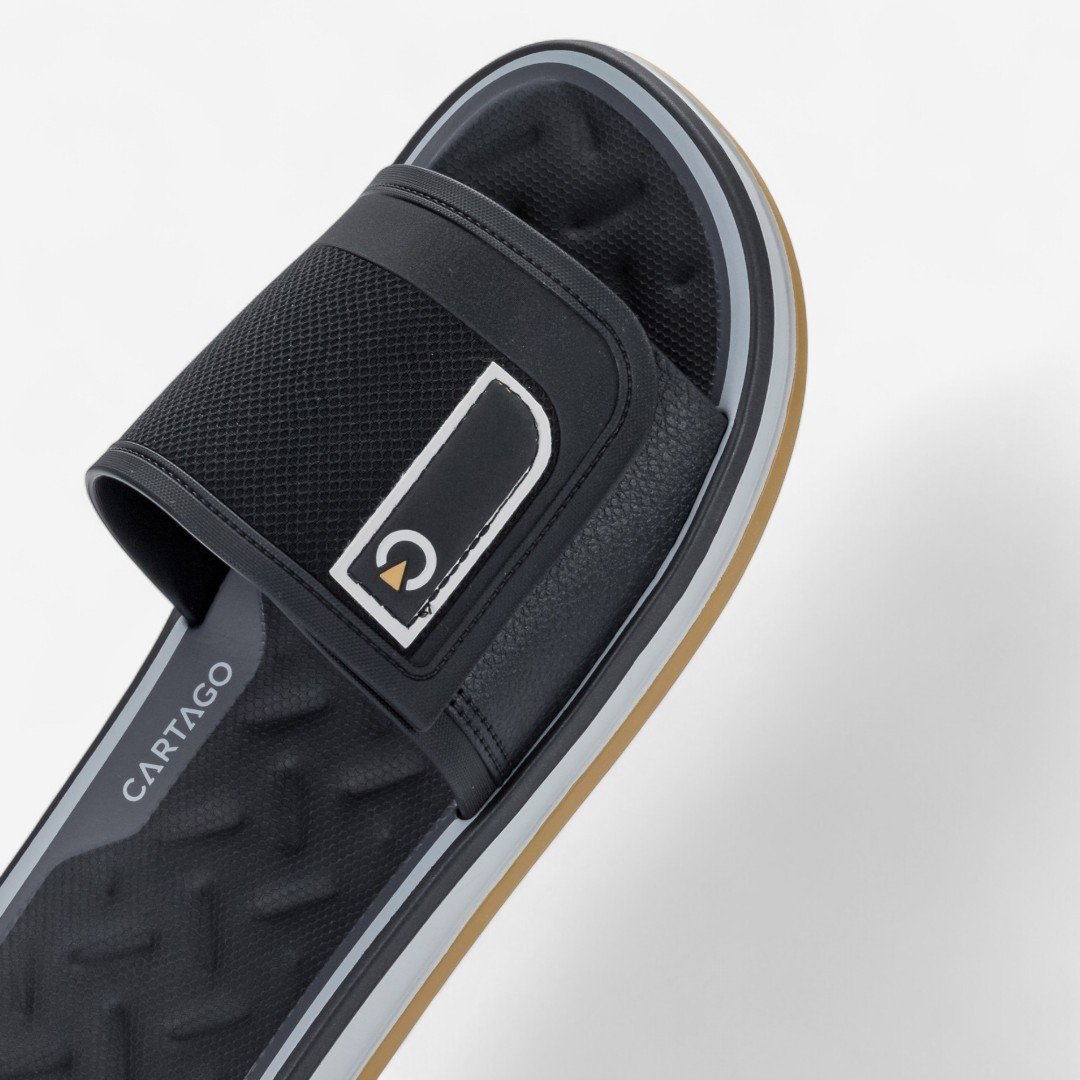 Chinelo Cartago Slide Málaga Sport Preto Cinza/Preto/Amarelo 4