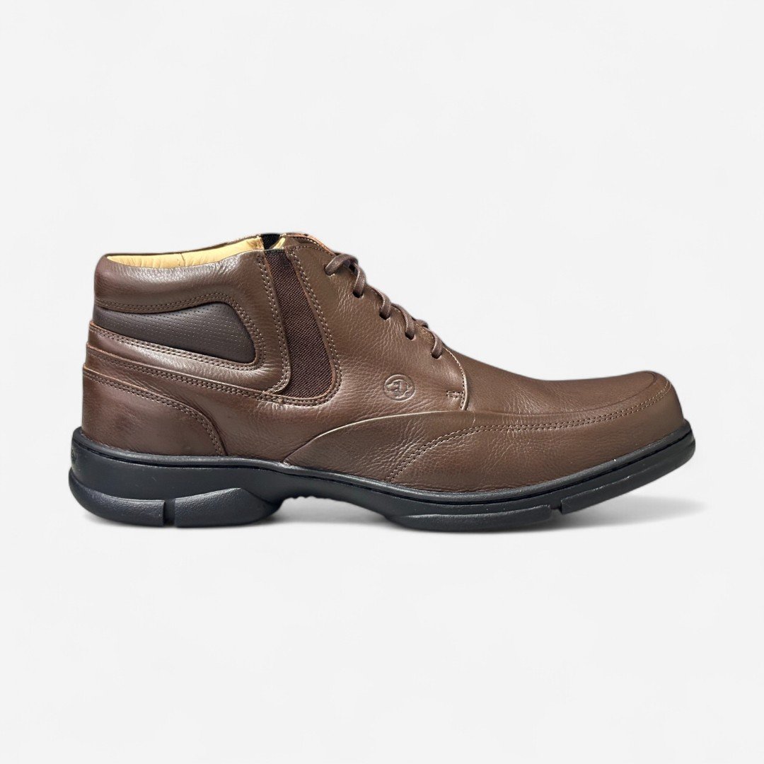 Bota Anatomic Gel Masculina Em Couro Marrom Conhaque 1
