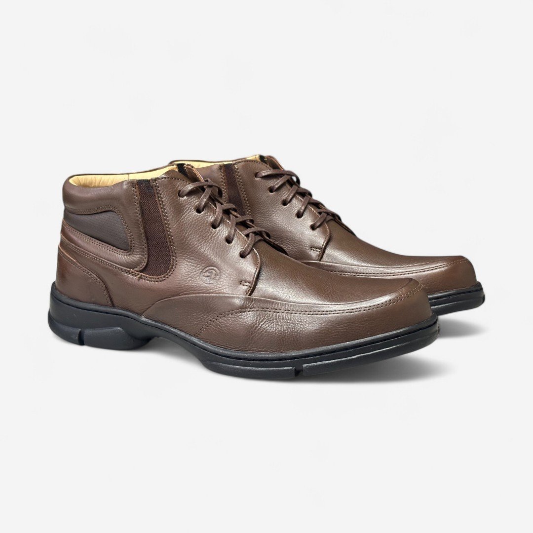 Bota Anatomic Gel Masculina Em Couro Marrom Conhaque 2