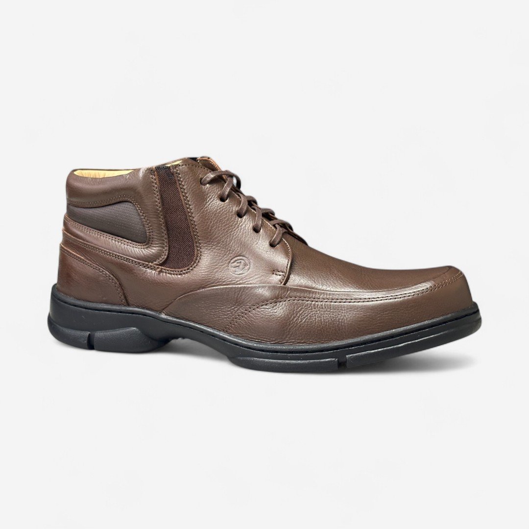 Bota Anatomic Gel Masculina Em Couro Marrom Conhaque 3