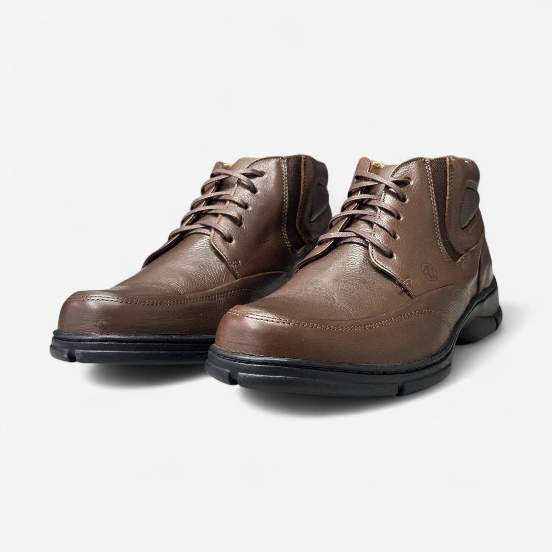 Bota Anatomic Gel Masculina Em Couro Marrom Conhaque 4