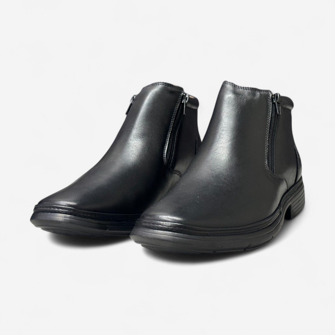 Bota Anatomic Gel Ultraleve Masculina Em Couro Preto Preto 4