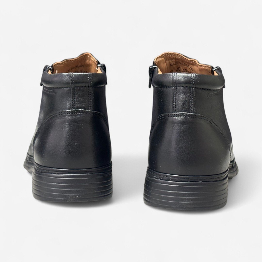 Bota Anatomic Gel Ultraleve Masculina Em Couro Preto Preto 5