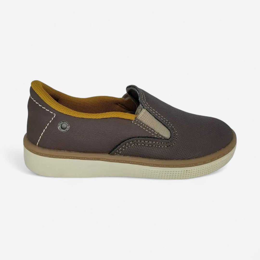 Tênis Kidy Slip On Masculino Infantil Marrom Oliva/Taupe/Camel 1