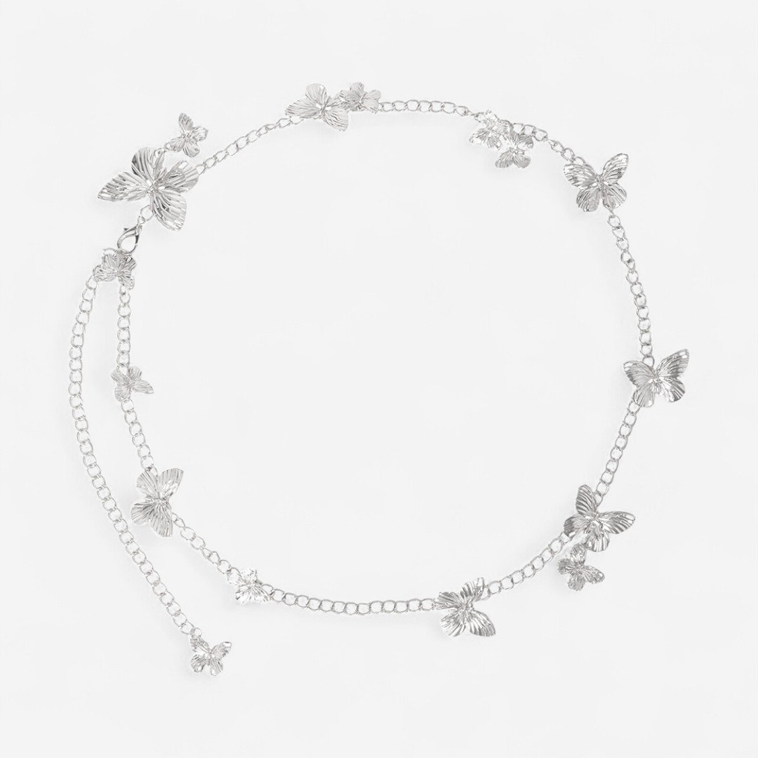 Cinto Corrente Butterfly Feminino Prata Prata 2
