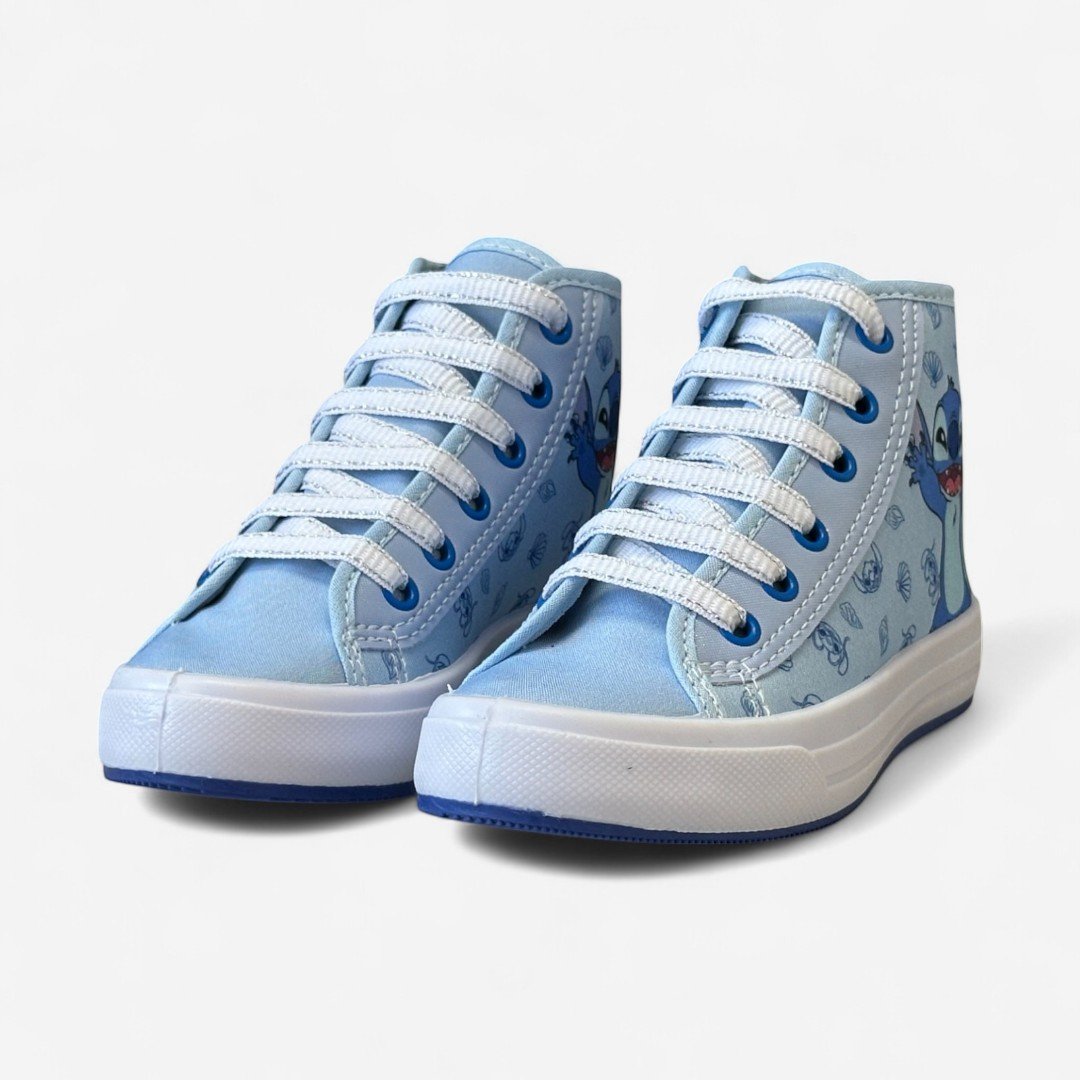 Tênis Disney Stitch Cano Alto Infantil Azul Azul Bebê/Branco 4