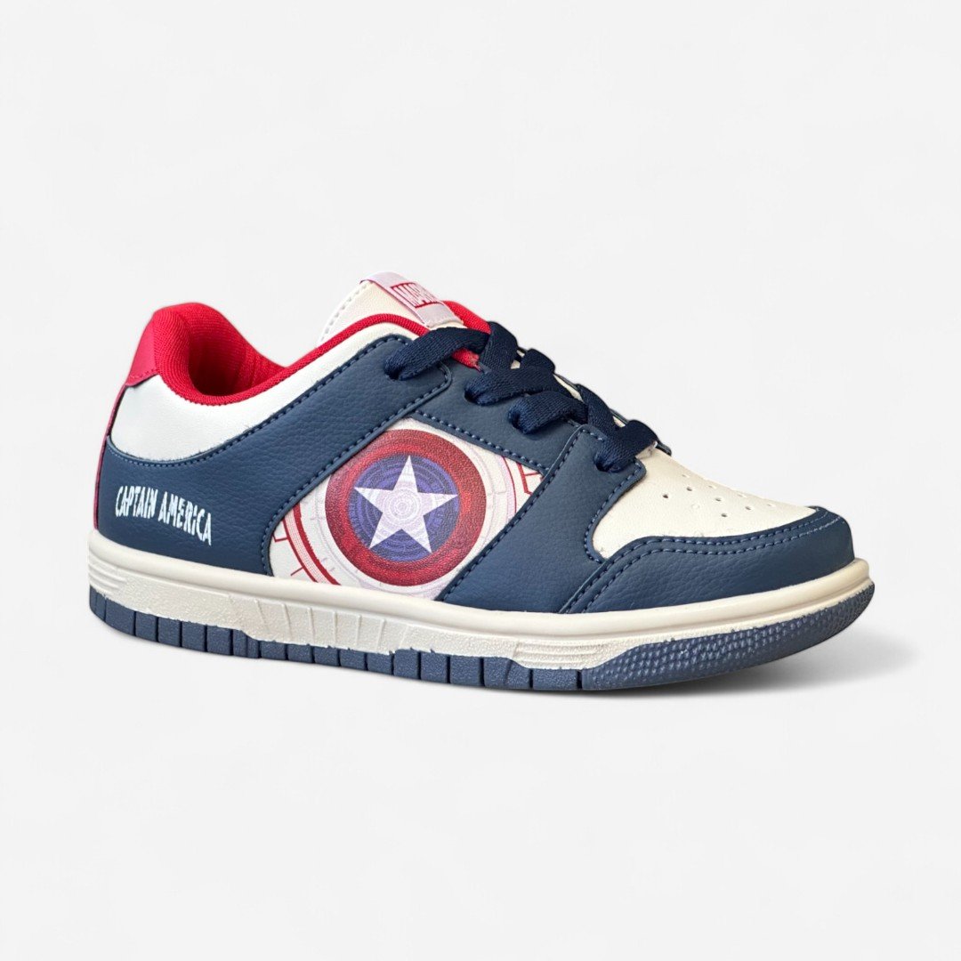 Tênis Disney Marvel Capitão América Infantil Branco Branco/Marinho/Vermelho 2