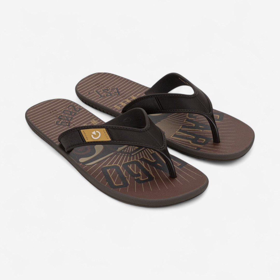 Chinelo Cartago Dakar Masculino Marrom Marrom/Amarelo 2