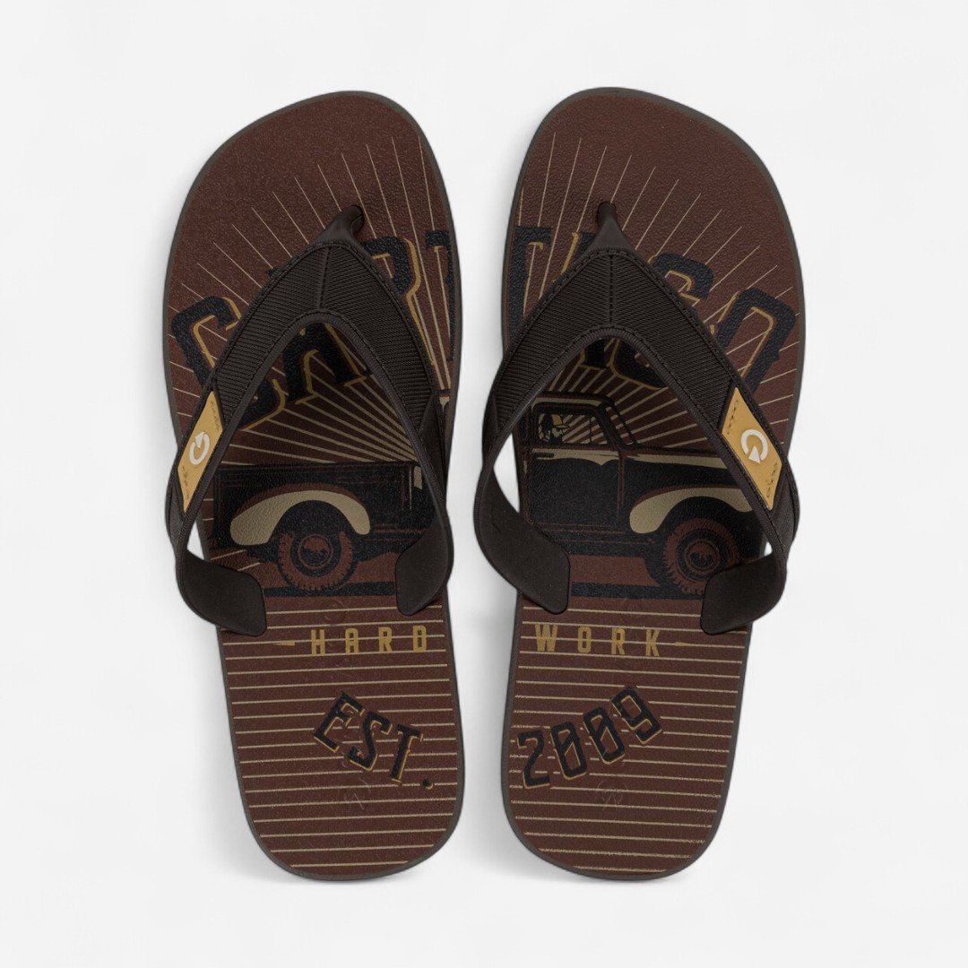 Chinelo Cartago Dakar Masculino Marrom Marrom/Amarelo 3