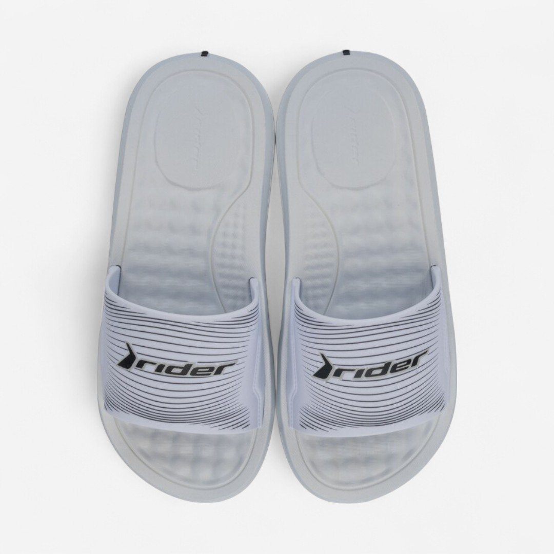 Chinelo Slide Rider Step Masculino Branco Branco/Preto 2