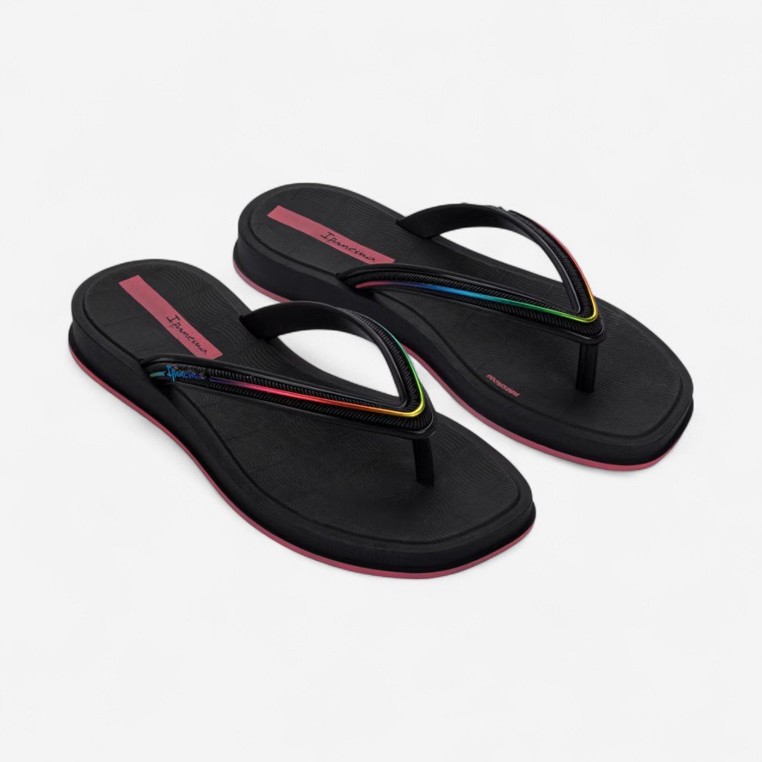Chinelo Ipanema Glow Infantil Preto Preto/Rosa 1