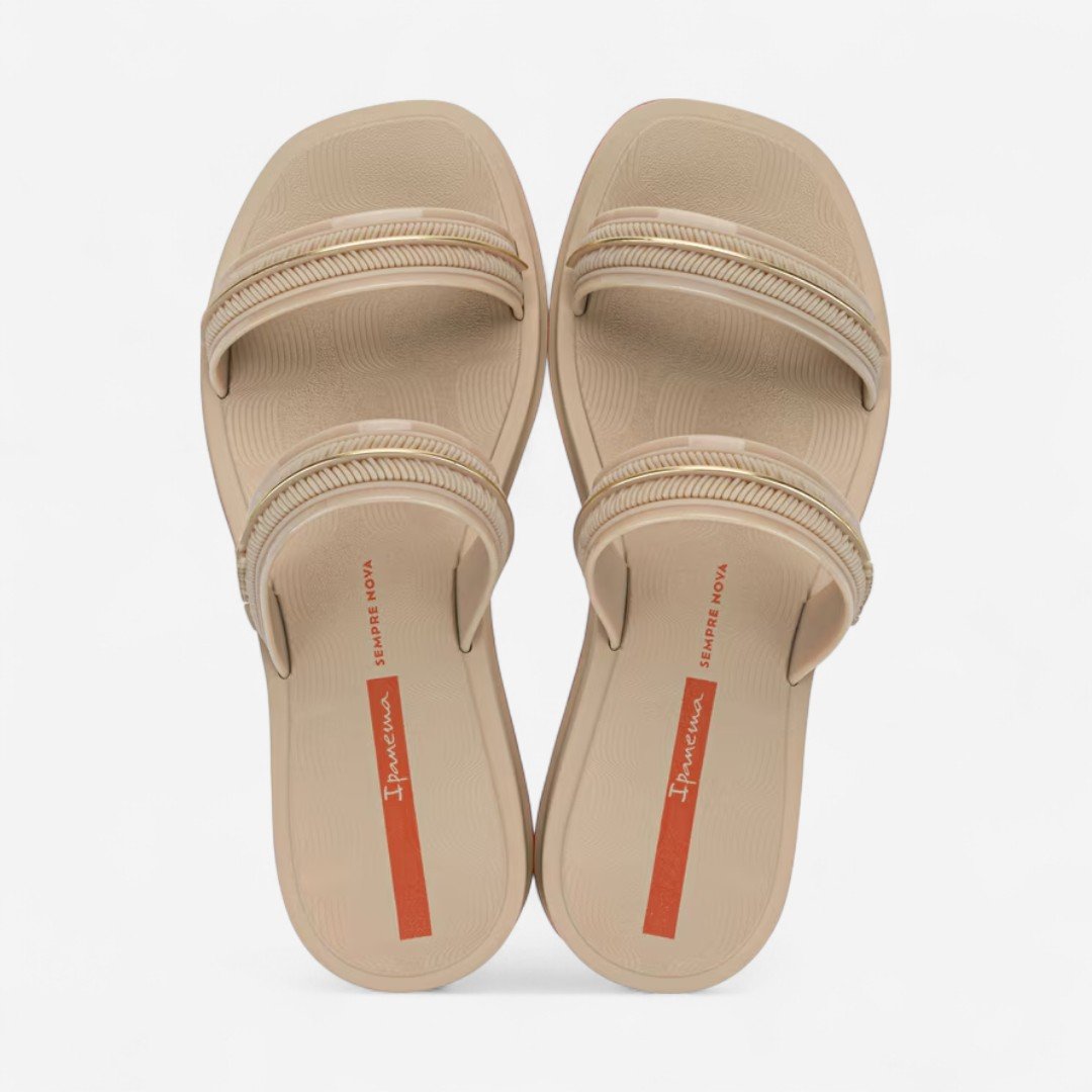 Chinelo Ipanema Glow Slide Bege Bege/Dourado/Laranja 2