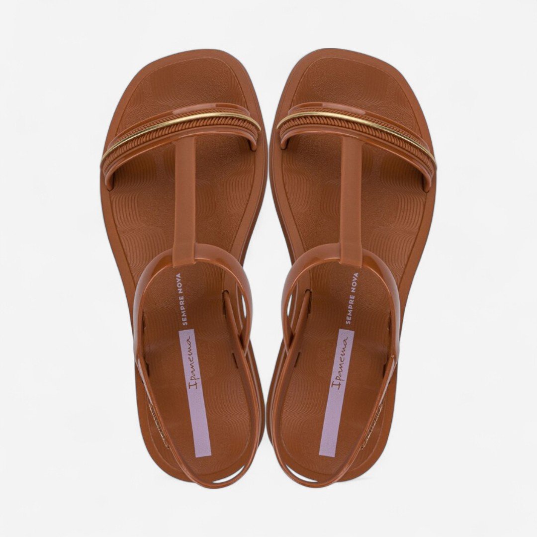 Sandália Rasteira Ipanema Glow Marrom Marrom/Dourado/Lilás 2