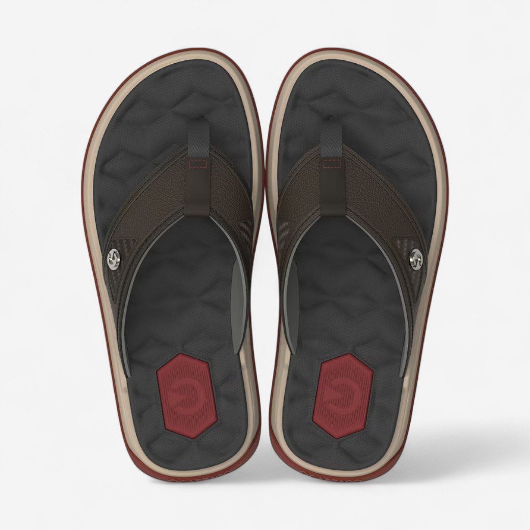 Chinelo Cartago Nápoles IV Masculino Marrom Bege/Marrom/Vermelho 2
