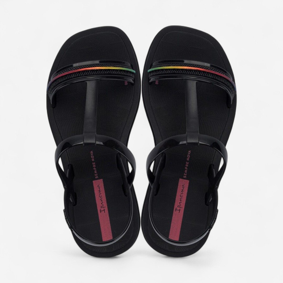 Sandália Rasteira Ipanema Glow Infantil Preta Preto/Rosa 2