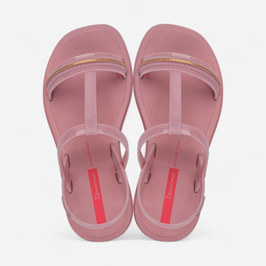 Sandália Rasteira Ipanema Glow Infantil Rosa Rosa/Dourado 2