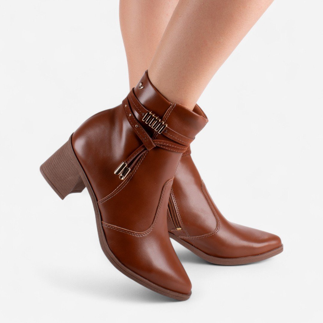 Bota Mississipi Cano Curto Feminina Marrom Tabaco