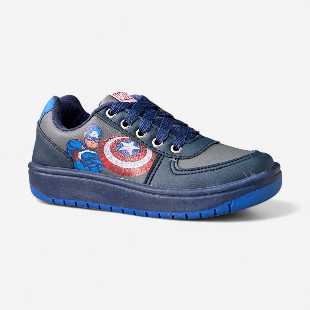 Tênis Disney Marvel Capitão América Infantil Azul Grafite/Marinho 2