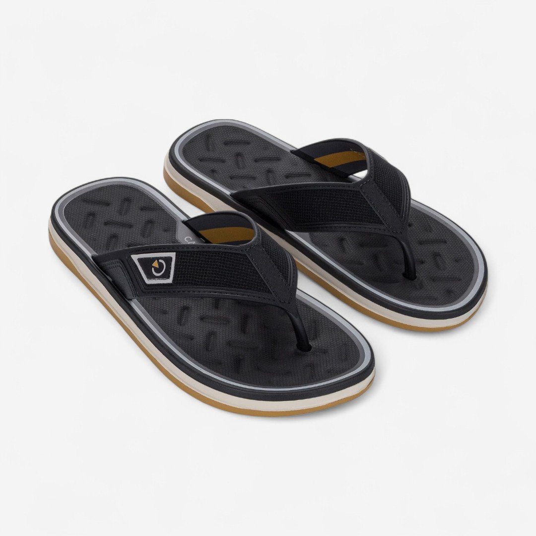 Chinelo Cartago Málaga Sport Preto Bege/Amarelo/Preto 2