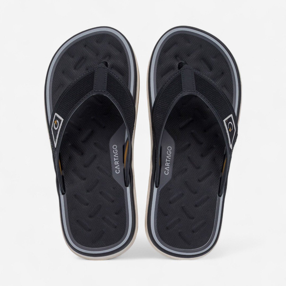 Chinelo Cartago Málaga Sport Preto Bege/Amarelo/Preto 3