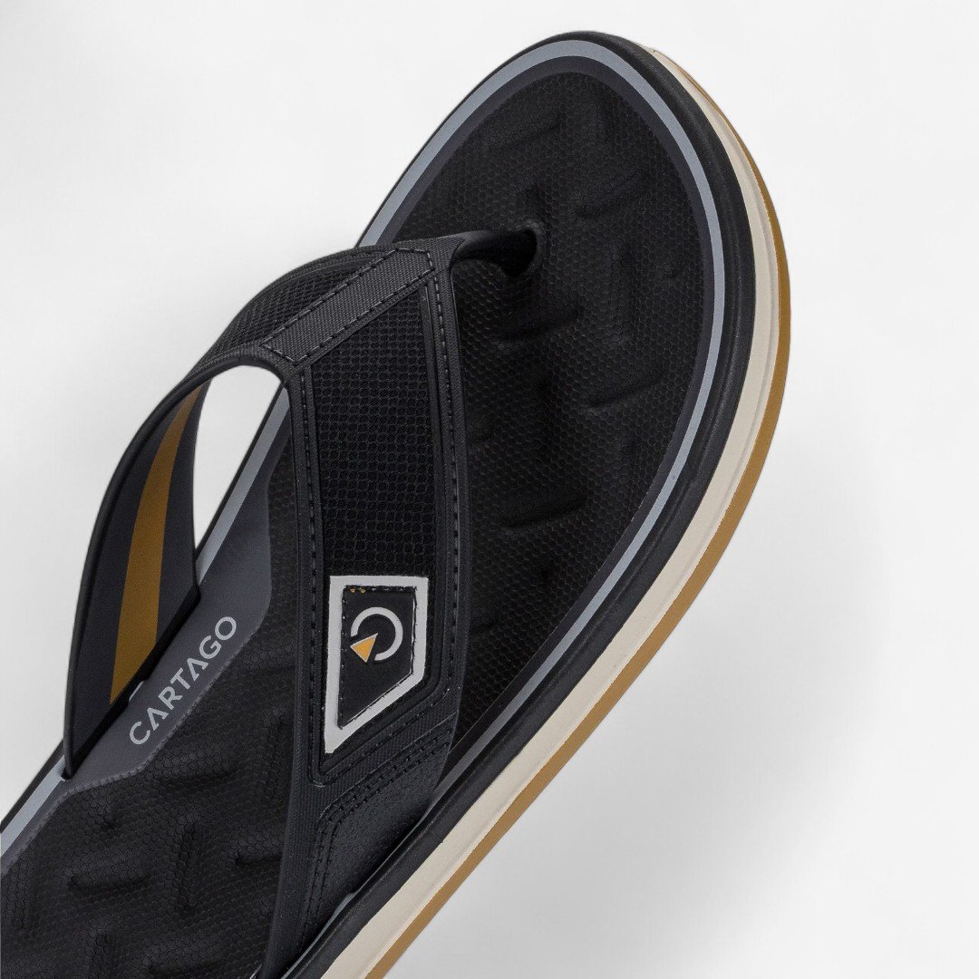 Chinelo Cartago Málaga Sport Preto Bege/Amarelo/Preto 4