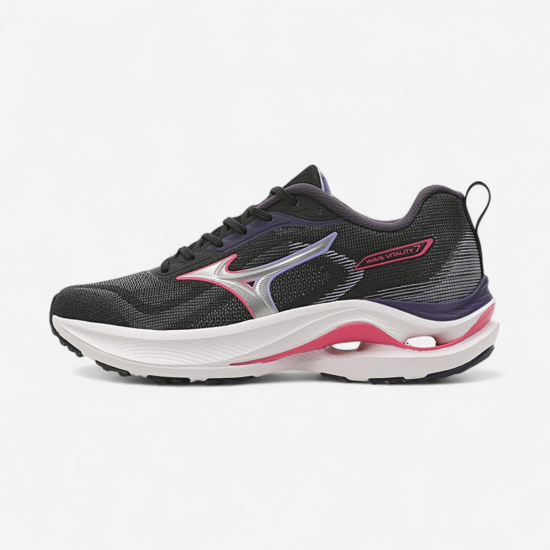Tênis Esportivo Mizuno Wave Vitality 7 Feminino Preto Preto/Rosa 1