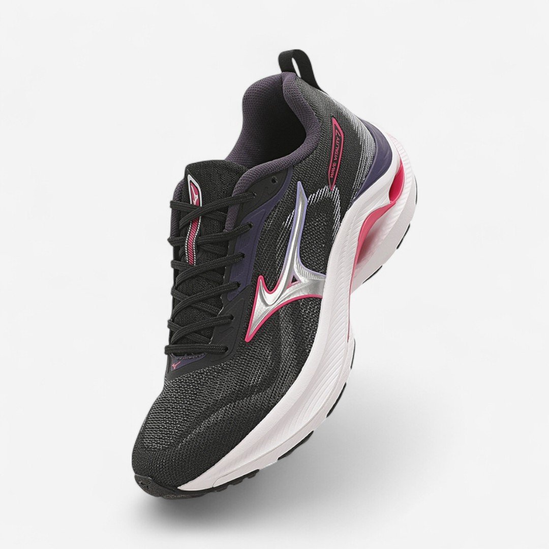Tênis Esportivo Mizuno Wave Vitality 7 Feminino Preto Preto/Rosa 2