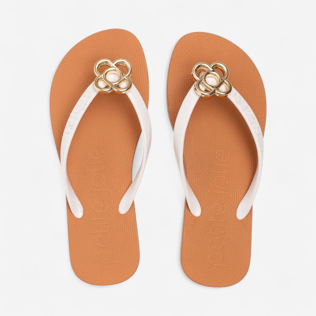 Chinelo Petite Jolie Fresh Branco/Caramelo White/Doce de Leite 2