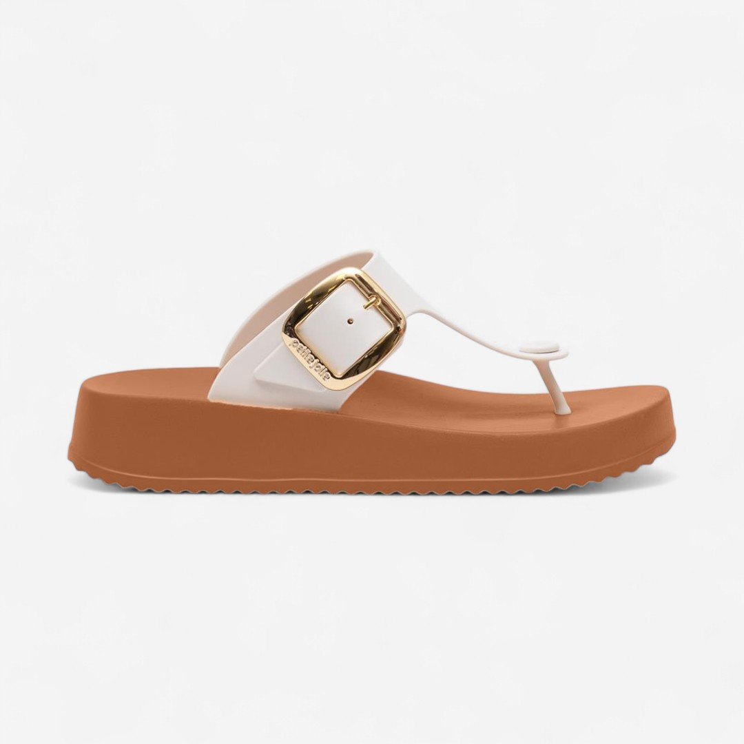 Chinelo Petite Jolie Day Branco/Caramelo White/Doce de Leite 2